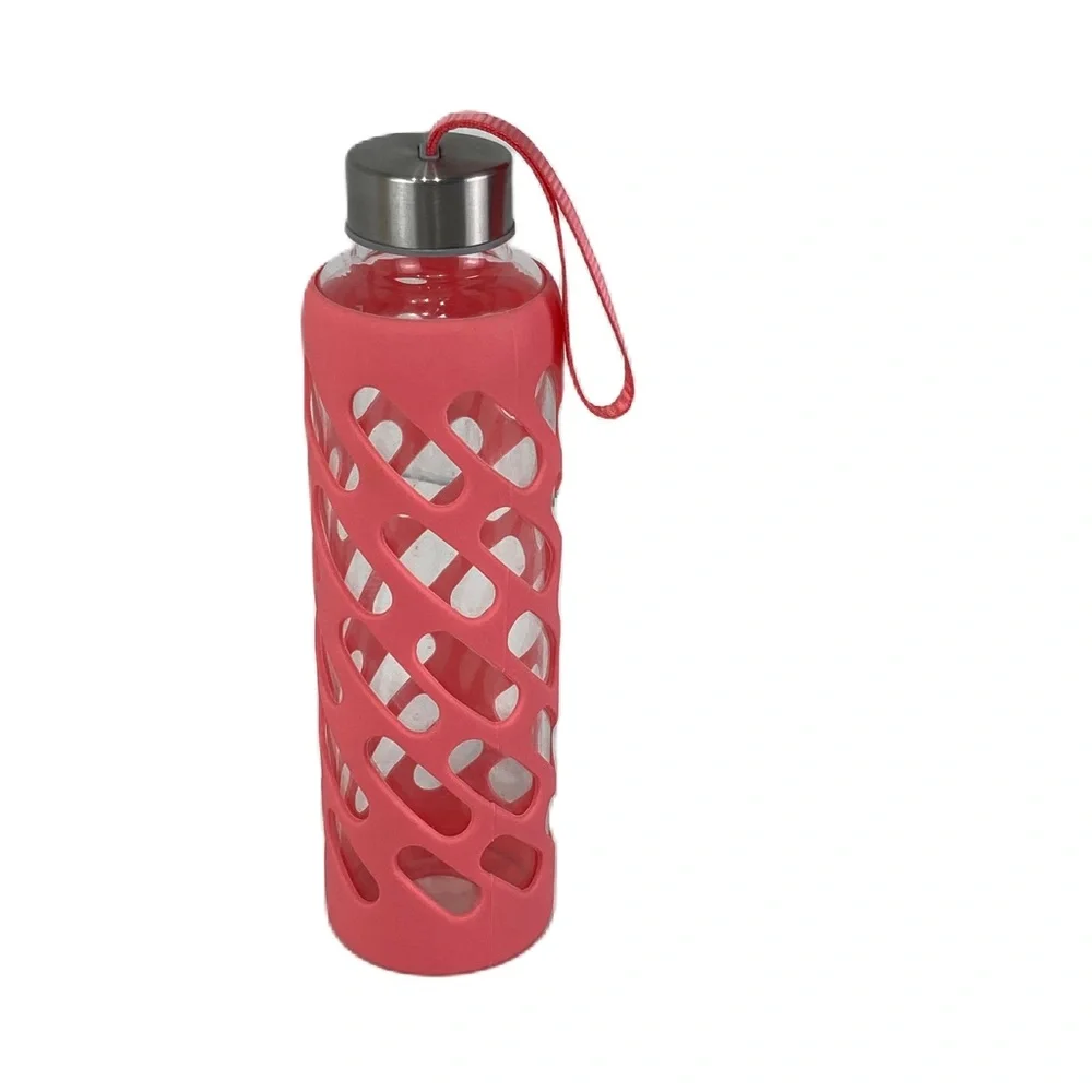 Gaiam Water Bottle Sure-Grip Glass Protective Silicone Sleeve Guava 20 oz